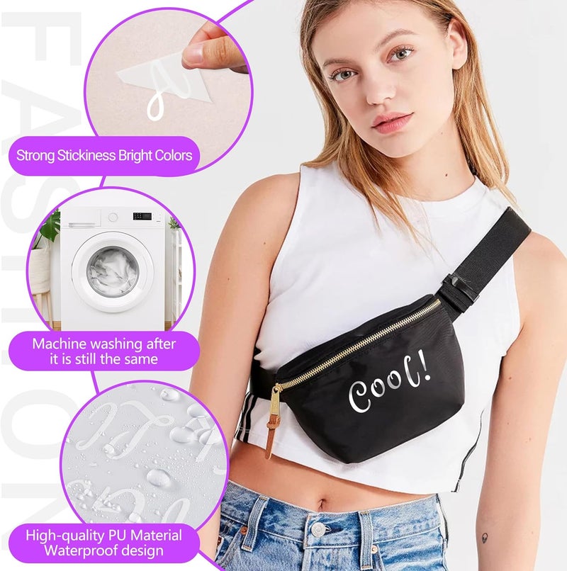 LUHIMO 5 Sheets 285 Pieces Iron On Letters for Clothing, 1 Inch White Heat Transfer Vinyl Letters, Iron On Cursive Upper & Lowercase Alphabets Decals with A-Z for Backpack，Jerseys，Fabric T-Shirts DIY - Image 4